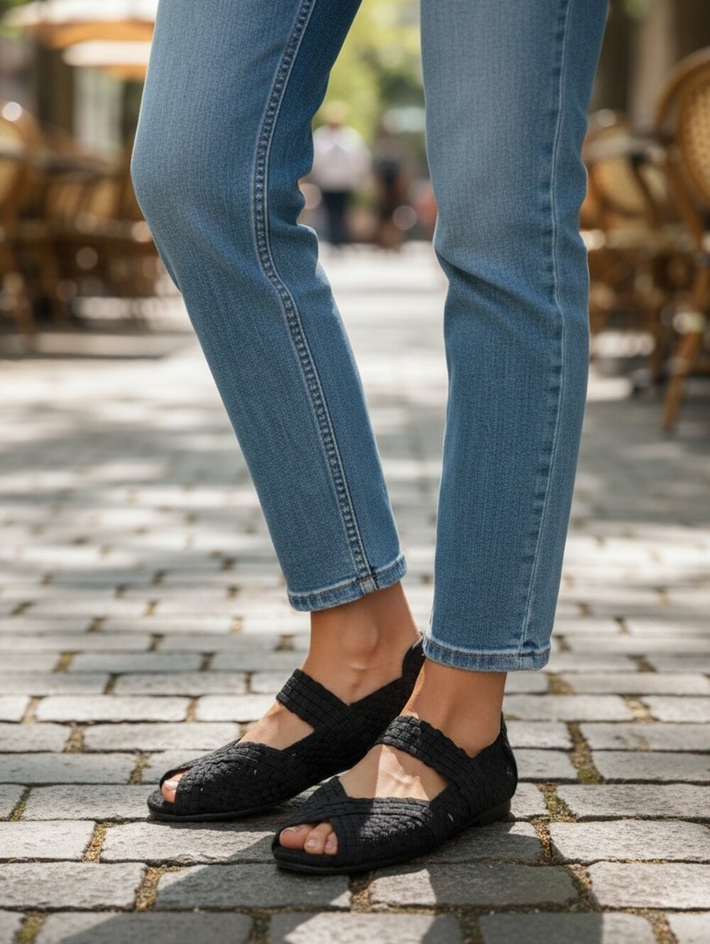 bernie mev. Black Woven Mary-Jane Slingback Sandals